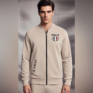 Beige Italia Zip-Up Jacket XL